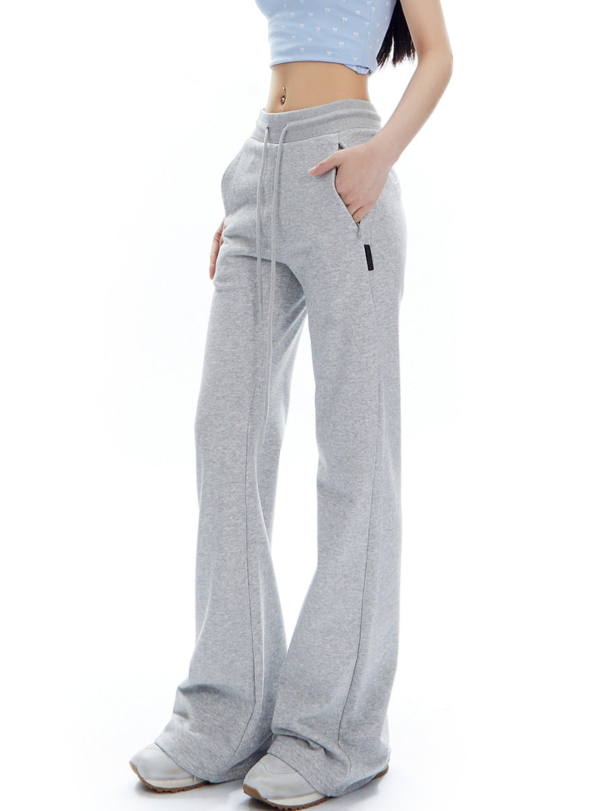 High-Waist Drawstring Flared Sweatpants