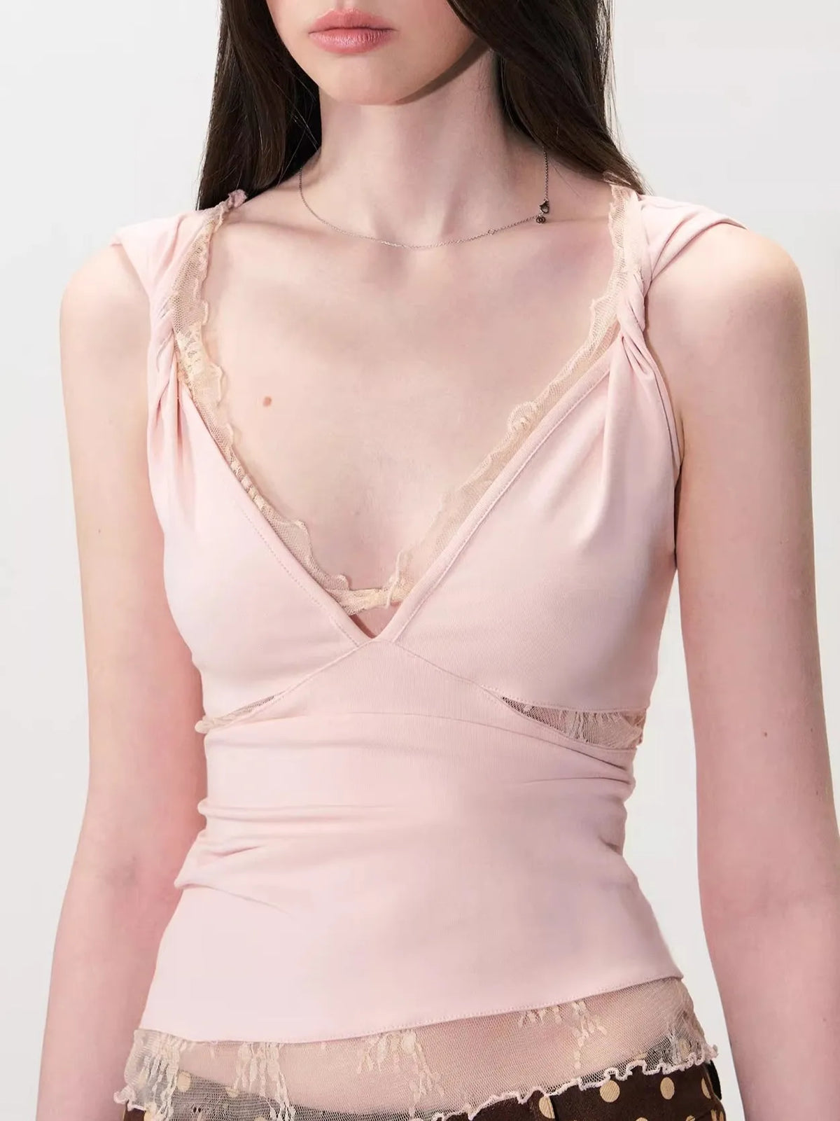 Lace Trim Twist Camisole