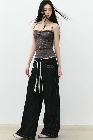 Beaded Floral Camisole Top
