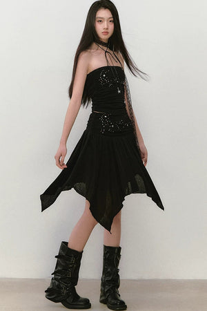 Beaded Pleated Acetate Bustier and Skirt Set-Up