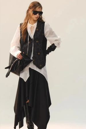 Beaded Retro V-Neck Vest Set-Up