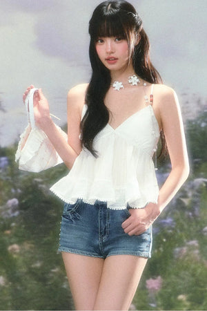 Beaded Ruffled Camisole Top Set-Up
