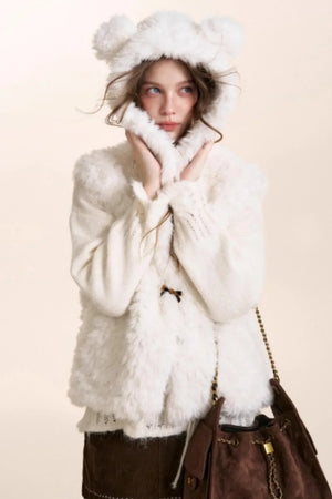 Bear Fur Hooded Fleece Jacket