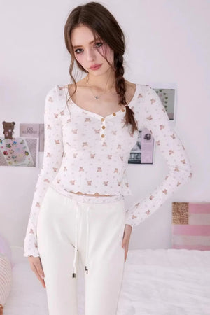 Bear Print Sweater Suspender Set-Up