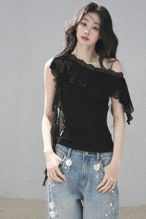 Before the Sunset Lace Off-Shoulder Top