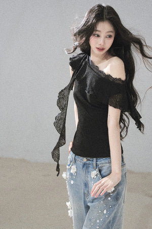 Before the Sunset Lace Off-Shoulder Top