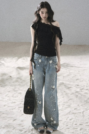 Before the Sunset Lace Off-Shoulder Top