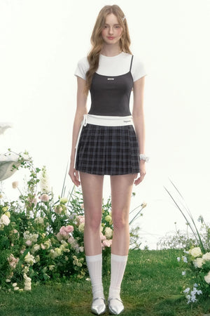 Berlin Prologue Retro Plaid Pleated Skirt