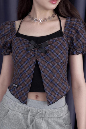 Berry Bubble Sleeve Shirt