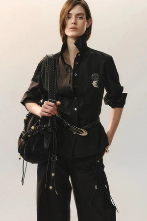 Bird Embroidery Lace Shirt