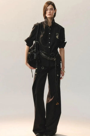 Bird Embroidery Lace Shirt