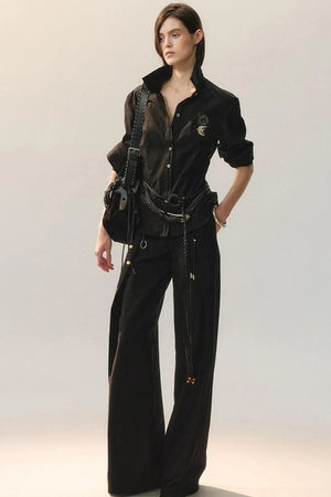 Bird Embroidery Lace Shirt