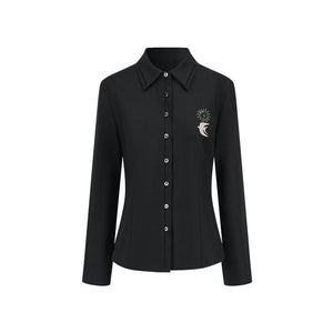 Bird Embroidery Lace Shirt
