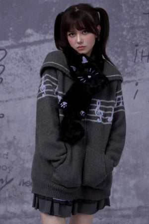 Black And Purple Cat Scarf
