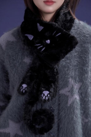 Black And Purple Cat Scarf