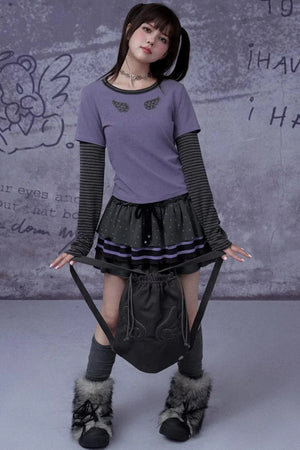 Black and Purple Two-Piece Top