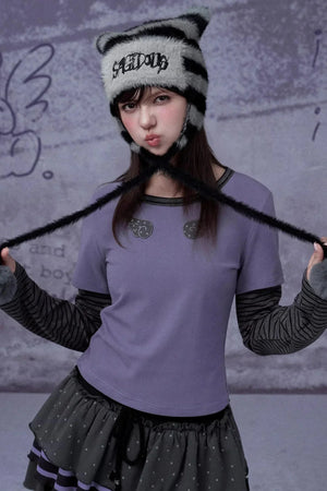 Black and Purple Two-Piece Top