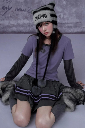 Black and Purple Two-Piece Top