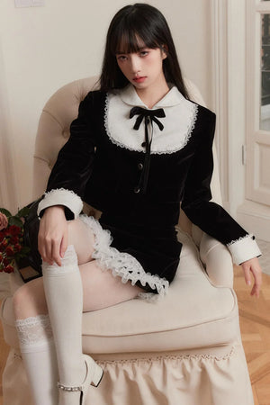 Black and White Jacquard Top Set-up