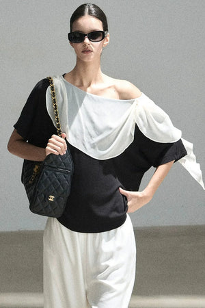 Black and White Off-Shoulder Top