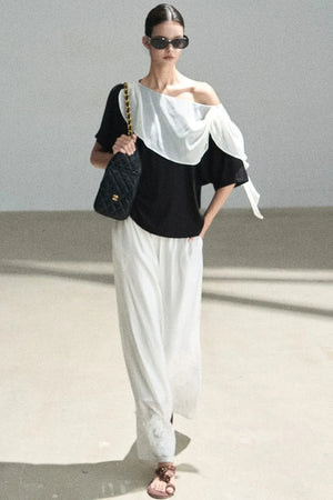 Black and White Off-Shoulder Top
