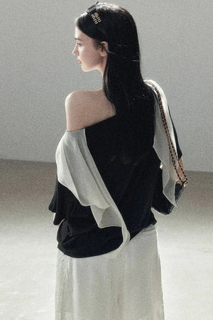 Black and White Off-Shoulder Top