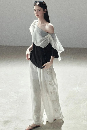 Black and White Off-Shoulder Top