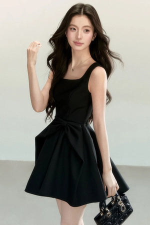 Black Bow Suspender Dress