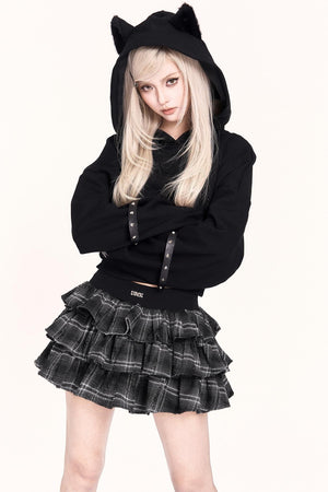 Black Cat Plush Hoodie