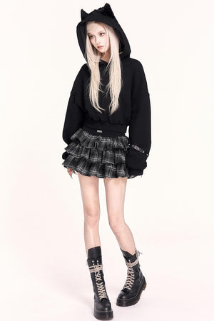Black Cat Plush Hoodie