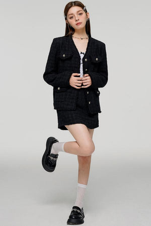 Black Edge Jacket & Chili Skirt Set-Up