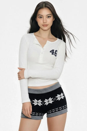 Black Fair Isle Knit Shorts