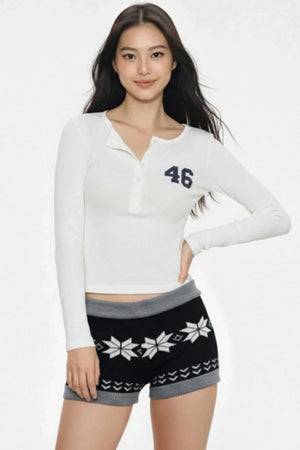 Black Fair Isle Knit Shorts