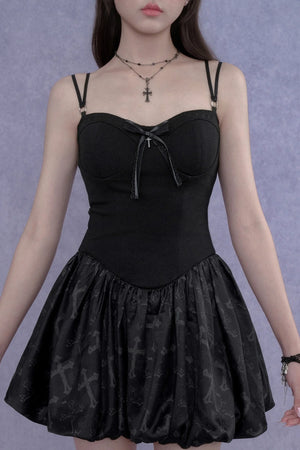 Black Floral Strap Dress Set-Up