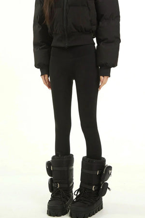 Black High-Waisted Autumn Pants