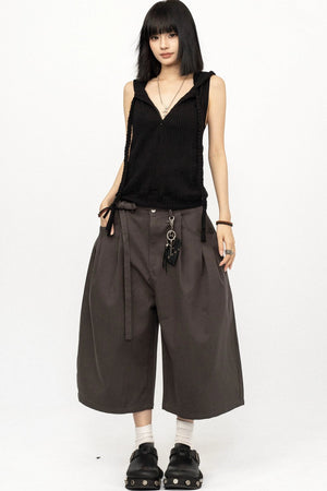 Black Hooded Vest Top
