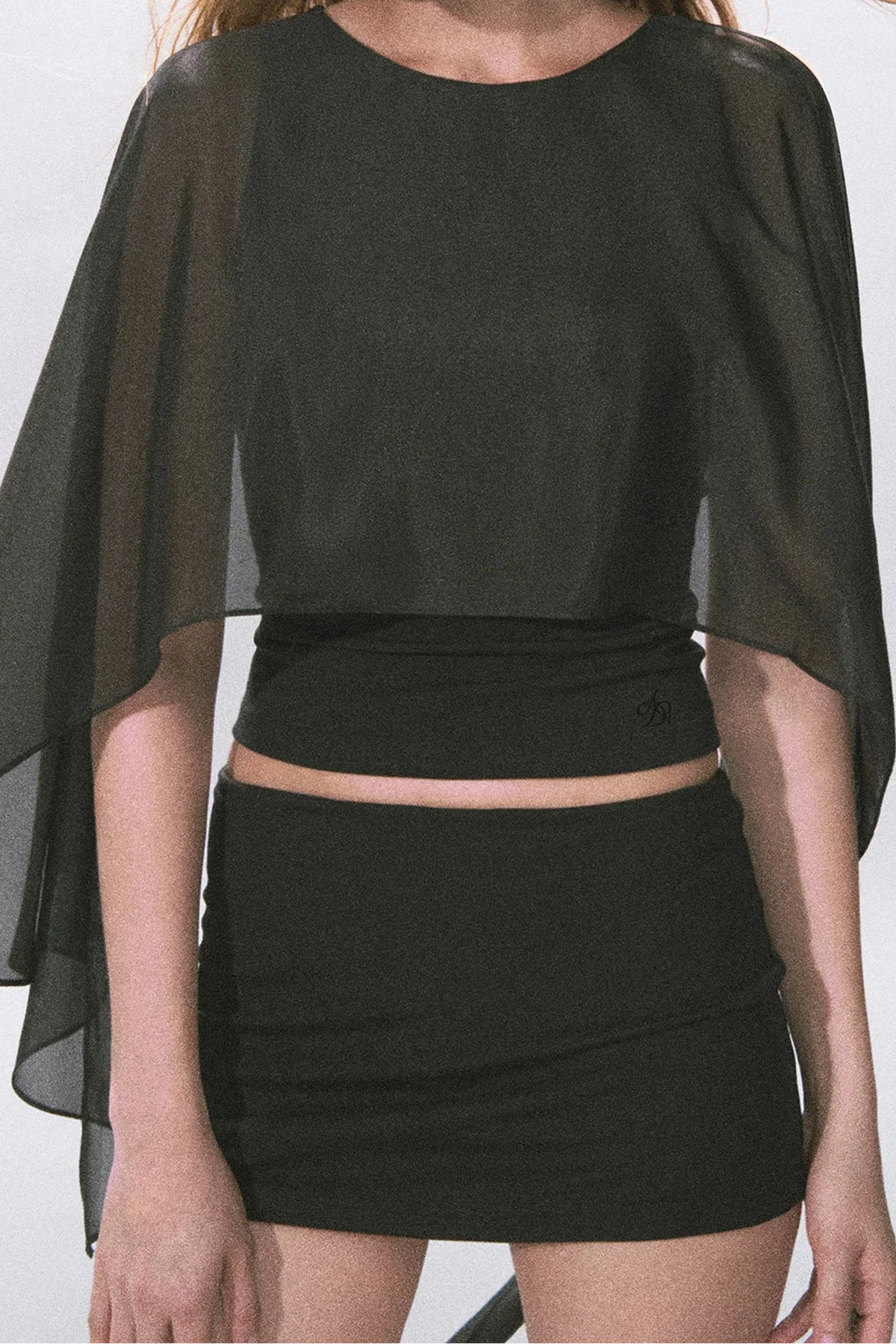 Black Knitted A-Line Skirt