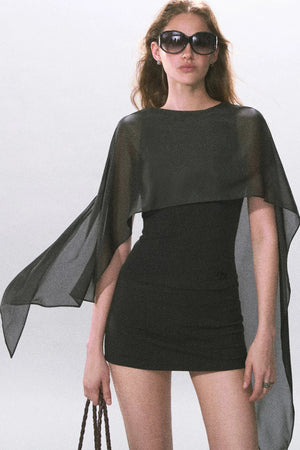 Black Knitted A-Line Skirt