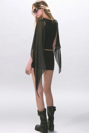 Black Knitted A-Line Skirt