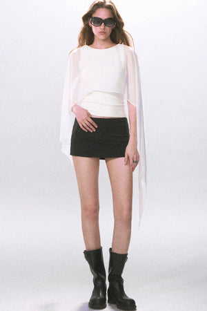 Black Knitted A-Line Skirt