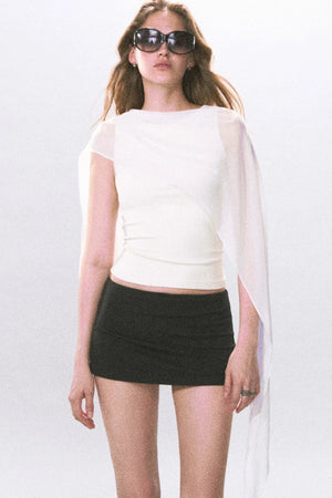 Black Knitted A-Line Skirt