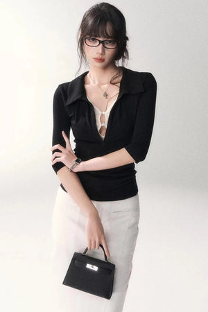 Black Lace Patchwork Top