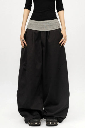 Black Minimalist Wide-Leg Pants