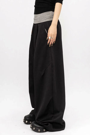 Black Minimalist Wide-Leg Pants
