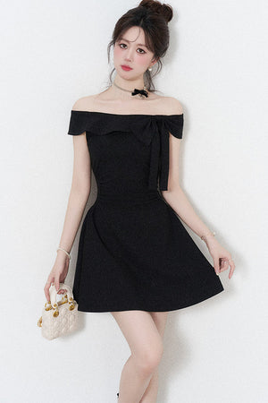 Black Off-Shoulder Knit Dress