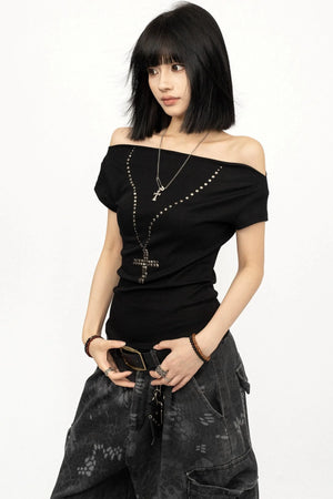 Black Off-Shoulder Summer Top