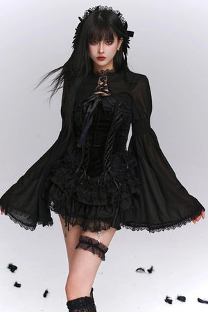 Black Puffy Black Culotte Set-Up