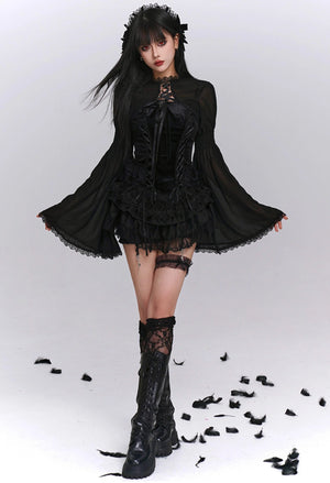 Black Puffy Black Culotte Set-Up