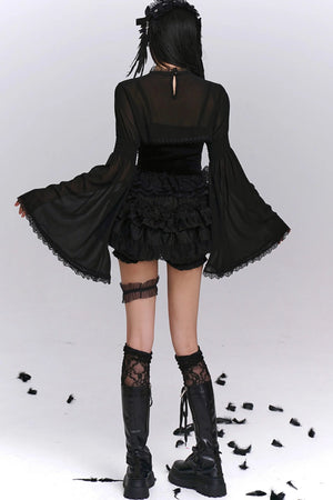 Black Puffy Black Culotte Set-Up