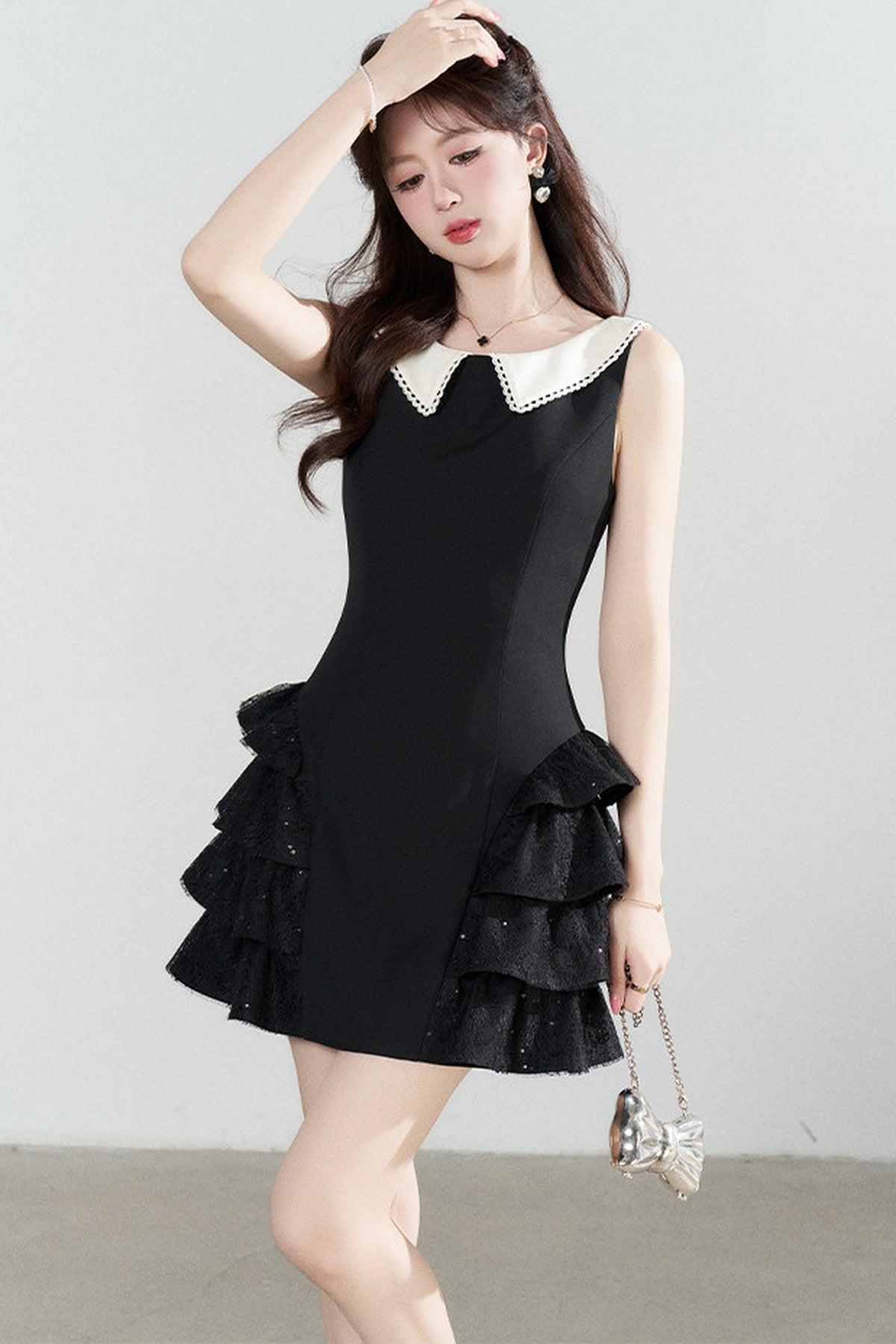 Black Sleeveless Tiered Ruffle Dress